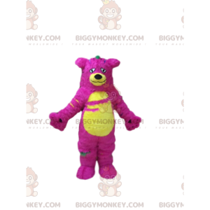 Costume mascotte BIGGYMONKEY™ mostro rosa e giallo, costume da
