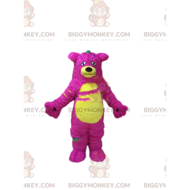 Fantasia de mascote de monstro rosa e amarelo BIGGYMONKEY™