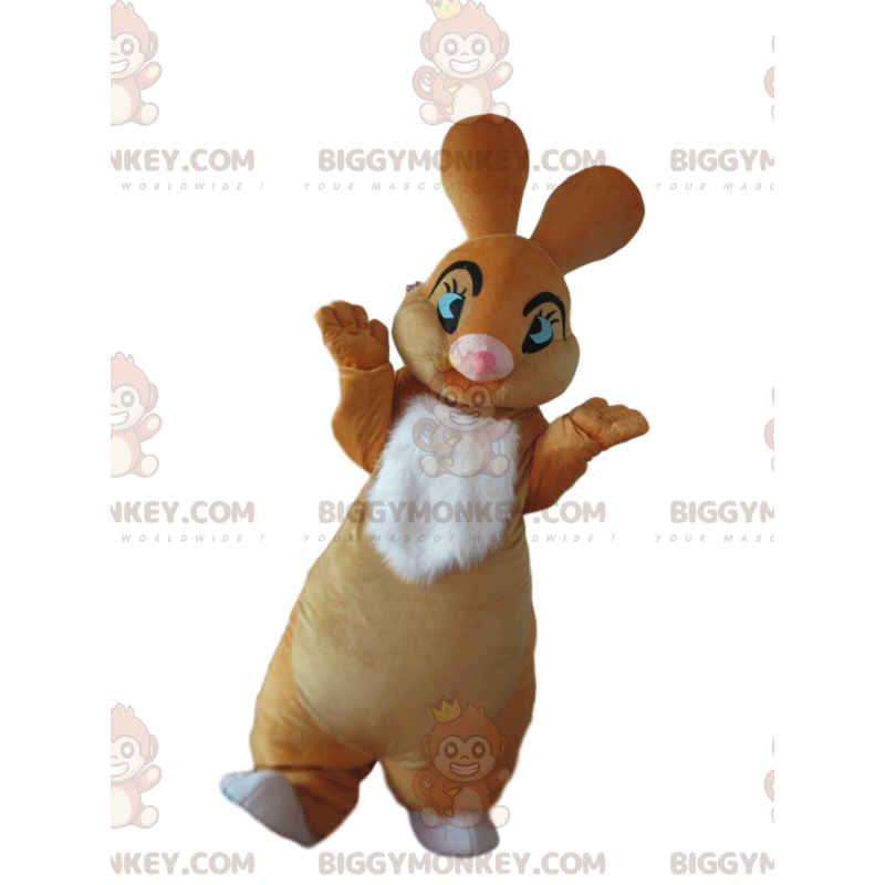Kostým maskota BIGGYMONKEY™ Hnědobílý králík s pěkně modrýma