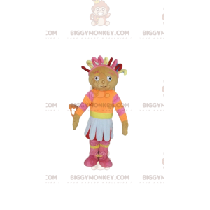 Fantasia de mascote de boneca BIGGYMONKEY™, colorida e feminina