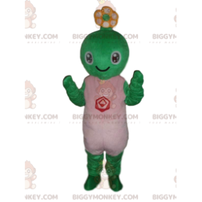 Green Creature BIGGYMONKEY™ maskotdräkt, leende sköldpaddadräkt