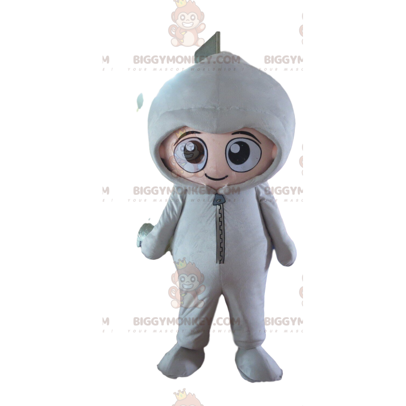 Kid's BIGGYMONKEY™ Mascot Costume Dressed in White Jumpsuit –