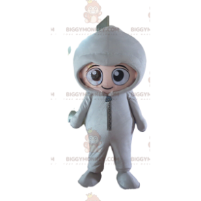 Kid's BIGGYMONKEY™ Mascot Costume Dressed in White Jumpsuit –