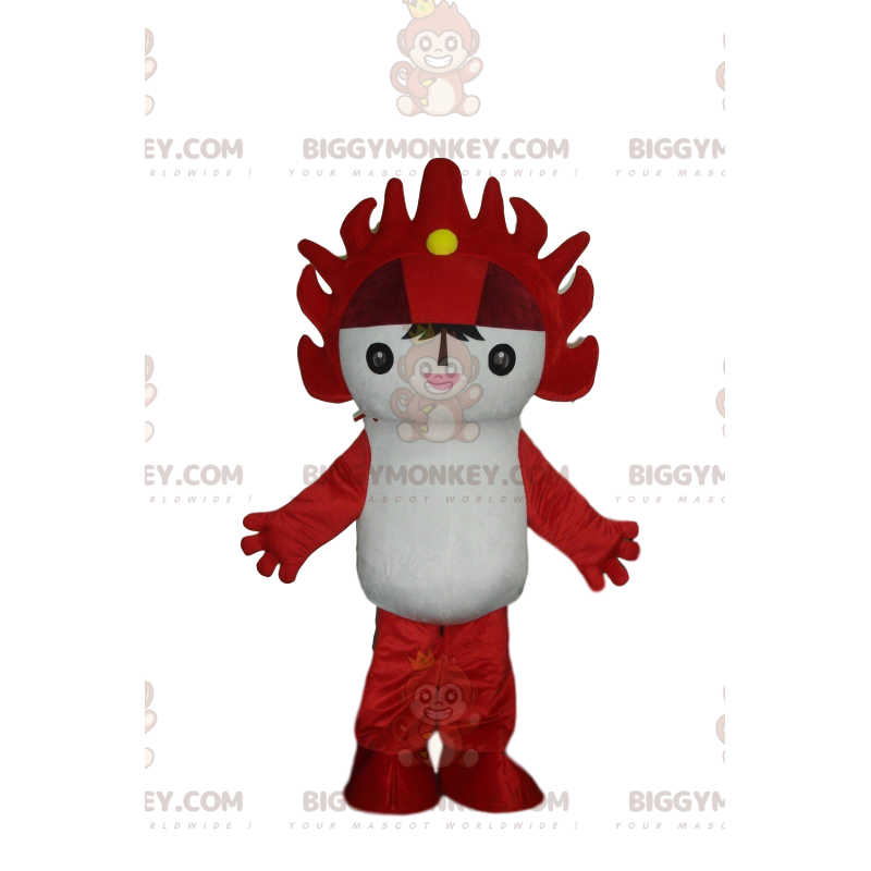 Costume de mascotte BIGGYMONKEY™ de personnage blanc et rouge