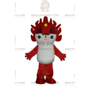 Disfraz de mascota BIGGYMONKEY™ blanco y rojo de manga, disfraz