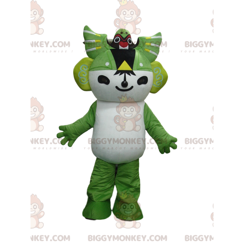 Manga-personage BIGGYMONKEY™ mascottekostuum wit en groen