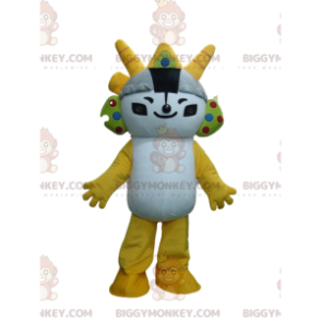 Costume de mascotte BIGGYMONKEY™ de personnage blanc et jaune