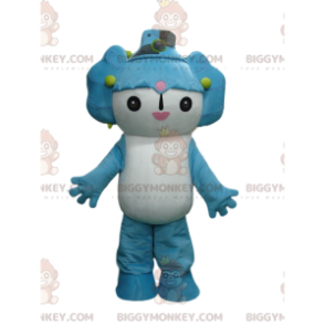 Costume de mascotte BIGGYMONKEY™ de personnage blanc et bleu de