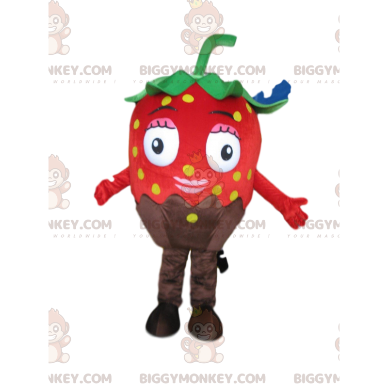 Costume da mascotte BIGGYMONKEY™ fragola rosso cioccolato