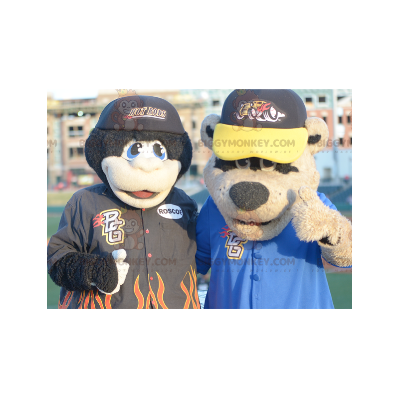 2 BIGGYMONKEY™s mascots: a black monkey and a brown bear -