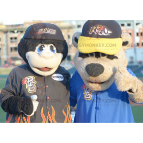 2 BIGGYMONKEY™s mascots: a black monkey and a brown bear –