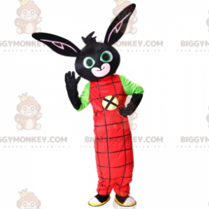 Zwart konijn BIGGYMONKEY™ mascottekostuum met rode jumpsuit