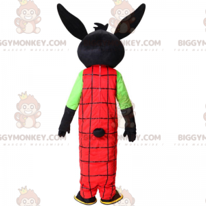 Disfraz de mascota de conejo negro BIGGYMONKEY™ con mono rojo