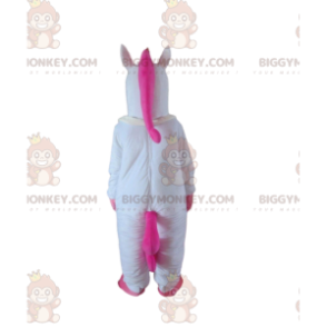 White and pink unicorn BIGGYMONKEY™ mascot costume, fairy