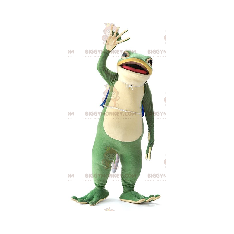 Bardzo realistyczny kostium maskotki pięknej zielonej żaby