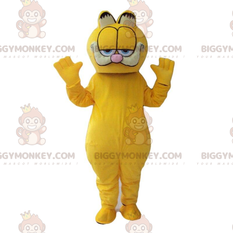 Traje de mascote BIGGYMONKEY™ gato amarelo e Cortar L (175-180CM)