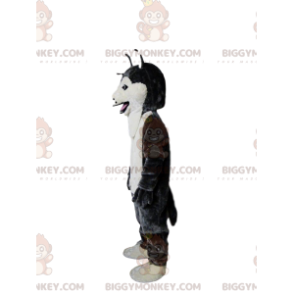 BIGGYMONKEY™ mascotte kostuum zwart-witte husky hond, wolf hond