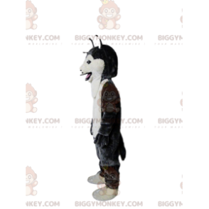 BIGGYMONKEY™ maskottiasu mustavalkoinen husky-koira