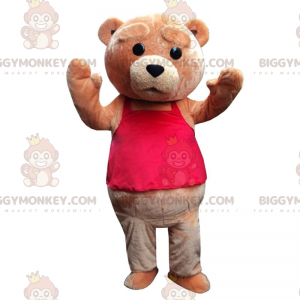 Costume della mascotte dell'orso bruno dall'aspetto triste