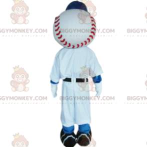 Baseballspiller BIGGYMONKEY™ maskotkostume med kuglehoved -