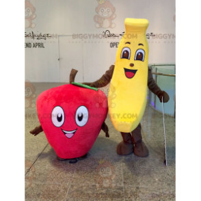 Duo de mascottes BIGGYMONKEY™ - une banane jaune et une fraise