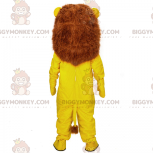 Traje de mascote BIGGYMONKEY™ de leão amarelo, traje felino