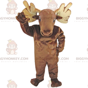 Traje de mascote BIGGYMONKEY™ de alce rena marrom caribu –