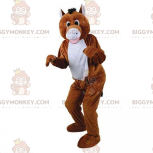 Disfraz de mascota caballo marrón y blanco BIGGYMONKEY™