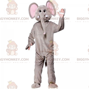 BIGGYMONKEY™ maskotdräkt grå och rosa elefant, pachyderm kostym