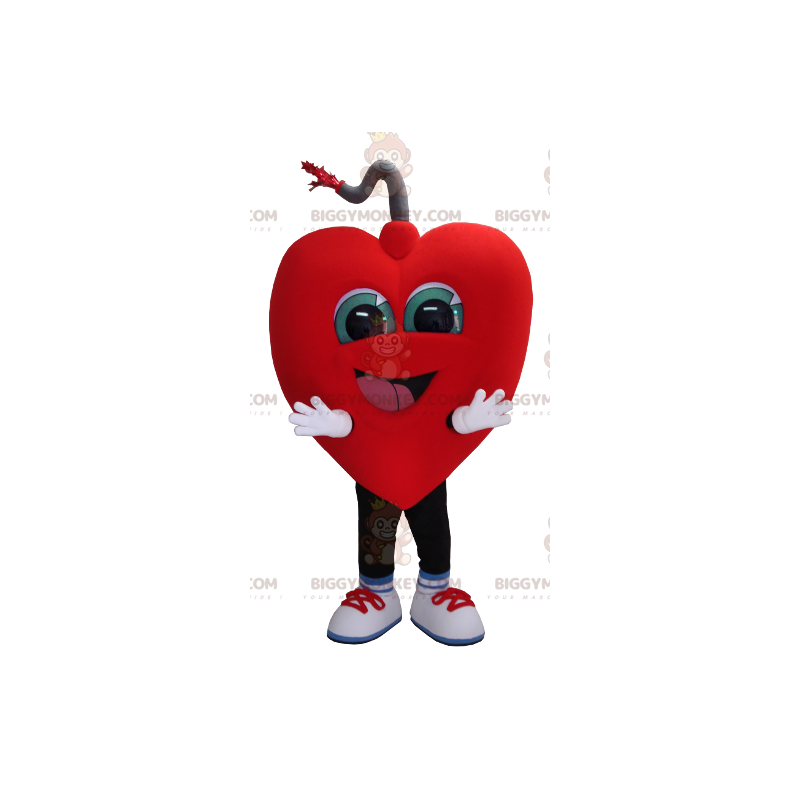 Costume de mascotte BIGGYMONKEY™ de cœur géant et souriant -