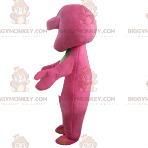 BIGGYMONKEY™ maskotkostume pink og grøn dinosaur, farverigt