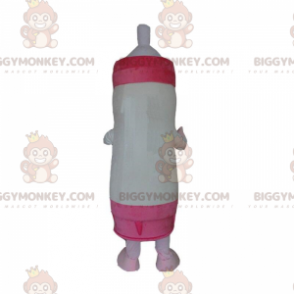 Costume de mascotte BIGGYMONKEY™ de biberon blanc et rose