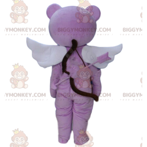 Bamse BIGGYMONKEY™ maskot kostume med vinger og sløjfe, Amor