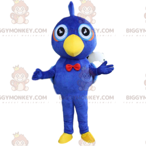 Costume da mascotte BIGGYMONKEY™ uccello blu e giallo, costume