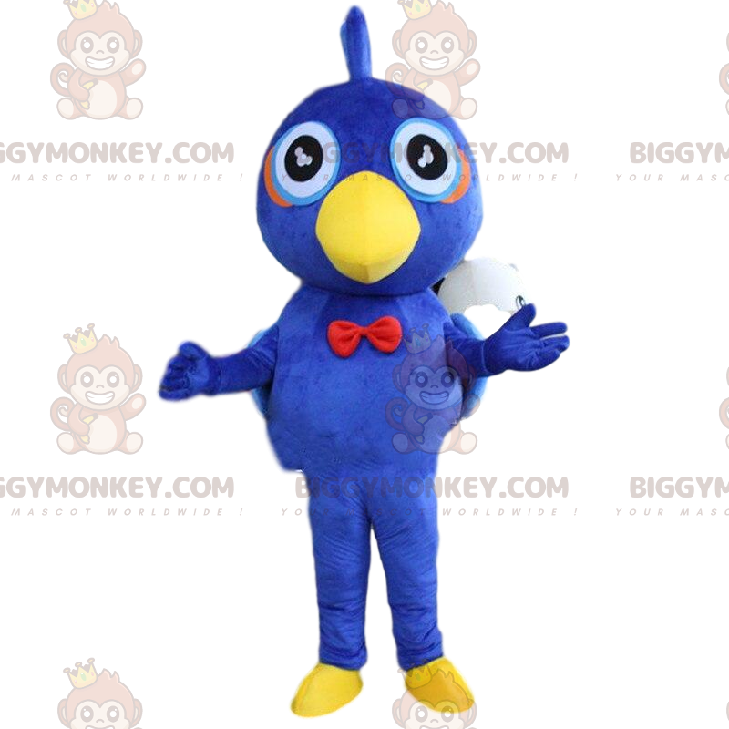 Fantasia de mascote de pássaro azul e amarelo BIGGYMONKEY™