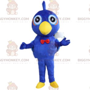 Blauwe en gele vogel BIGGYMONKEY™ mascottekostuum, pluche