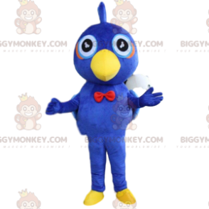 Fantasia de mascote de pássaro azul e amarelo BIGGYMONKEY™