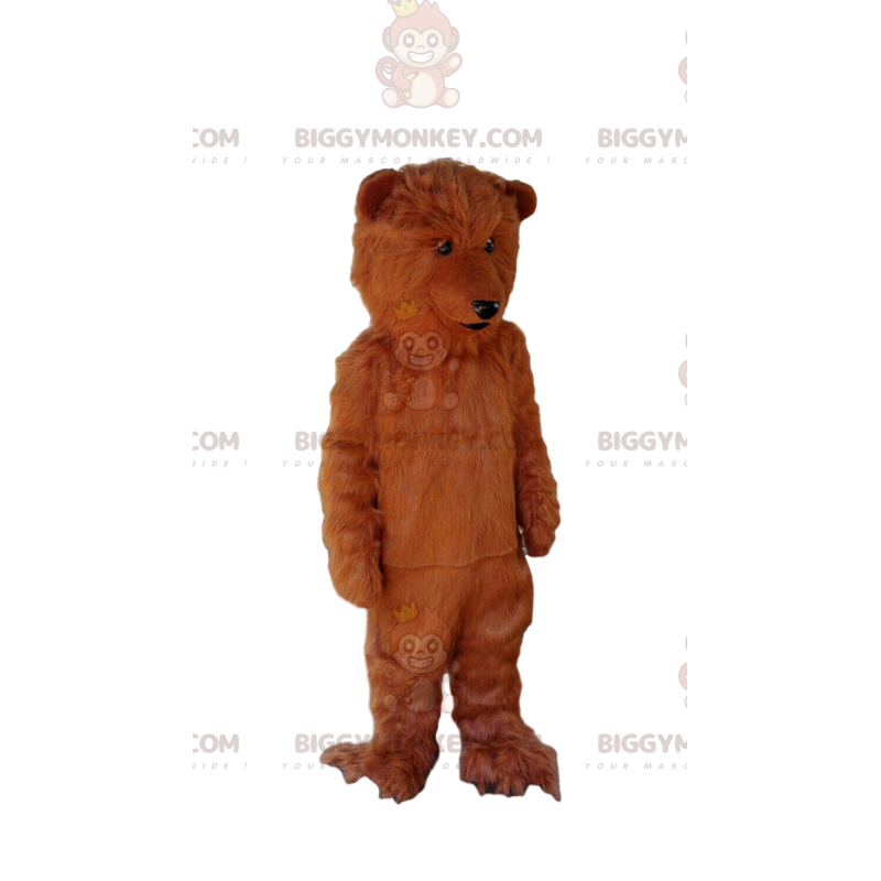BIGGYMONKEY™ maskottiasu karvainen ja pehmeä ruskea karhu