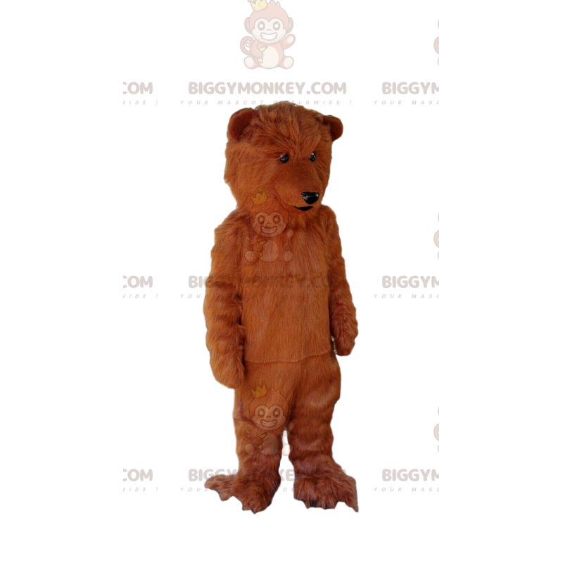 Costume de mascotte BIGGYMONKEY™ d'ours marron poilu et doux