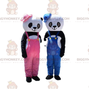 2 costumi della mascotte panda BIGGYMONKEY, ragazza e ragazzo