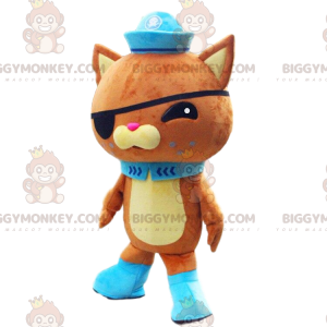 Traje de mascote de gato laranja e amarelo BIGGYMONKEY™ com