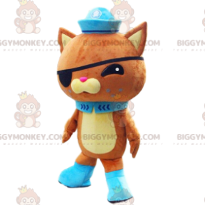 Traje de mascote de gato laranja e amarelo BIGGYMONKEY™ com