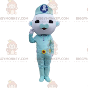 BIGGYMONKEY™ Mascot Costume Blue Character Police Officer Blue