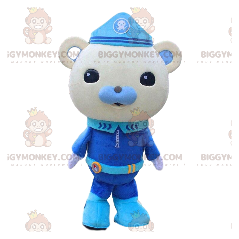 BIGGYMONKEY™ Costume da mascotte Teddy grigio in uniforme da