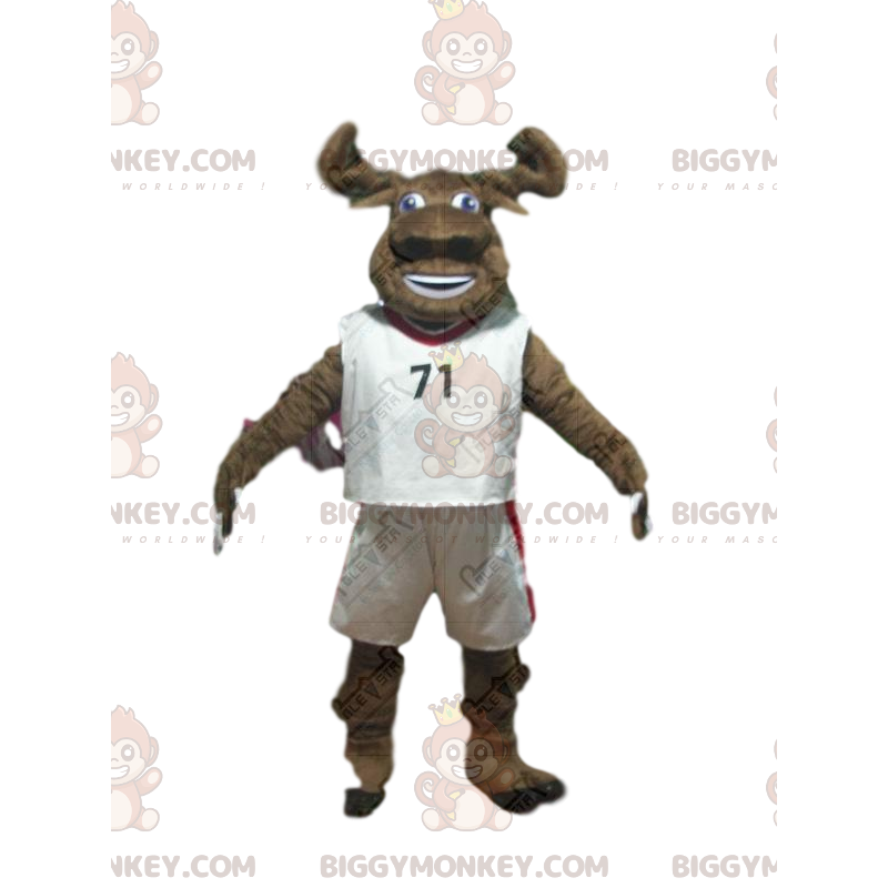 BIGGYMONKEY™ maskotdräkt av brun buffel i sportkläder