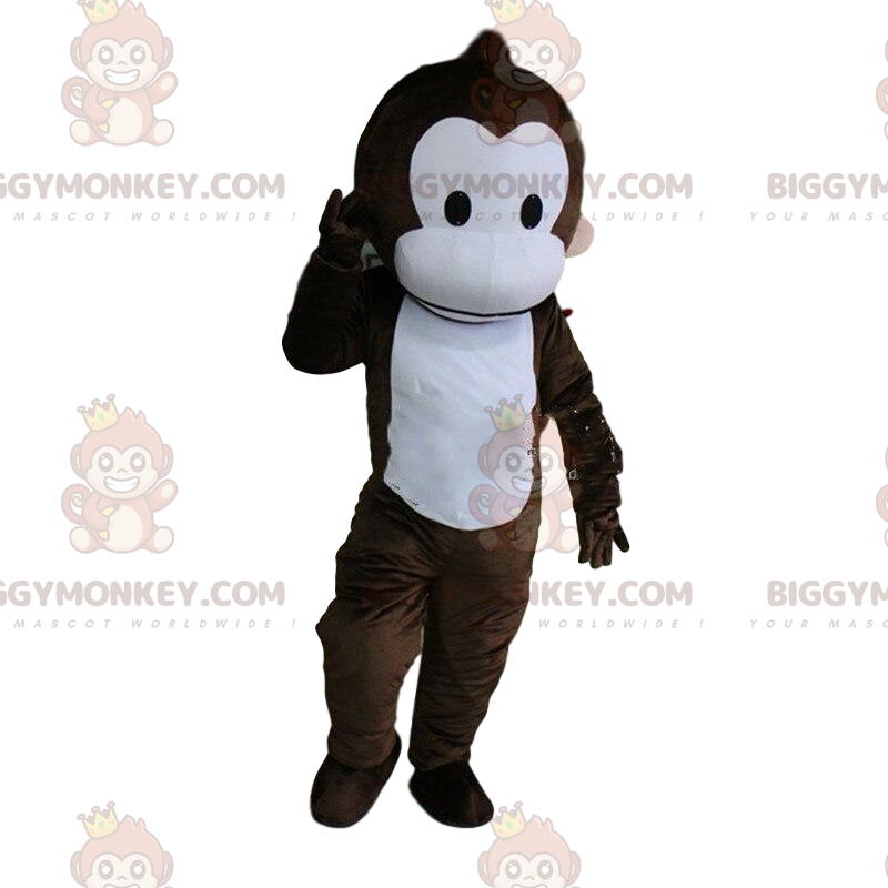 Costume de mascotte BIGGYMONKEY™ de singe marron et blanc