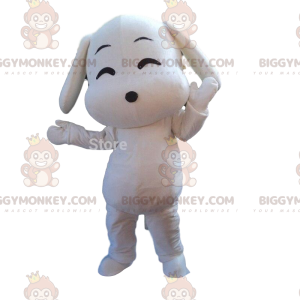 Costume de mascotte BIGGYMONKEY™ de chien blanc, costume de