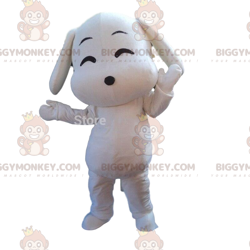 Costume da mascotte BIGGYMONKEY™ cane bianco, costume da