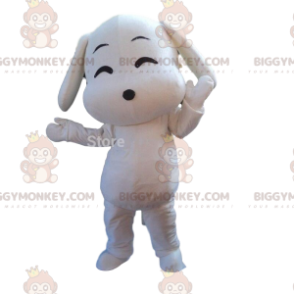 Witte hond BIGGYMONKEY™ mascottekostuum, cartoon stijl wit