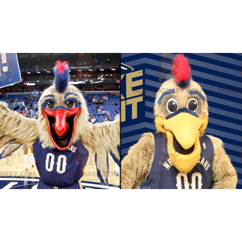 2 BIGGYMONKEY™s large brown and blue bird mascots –